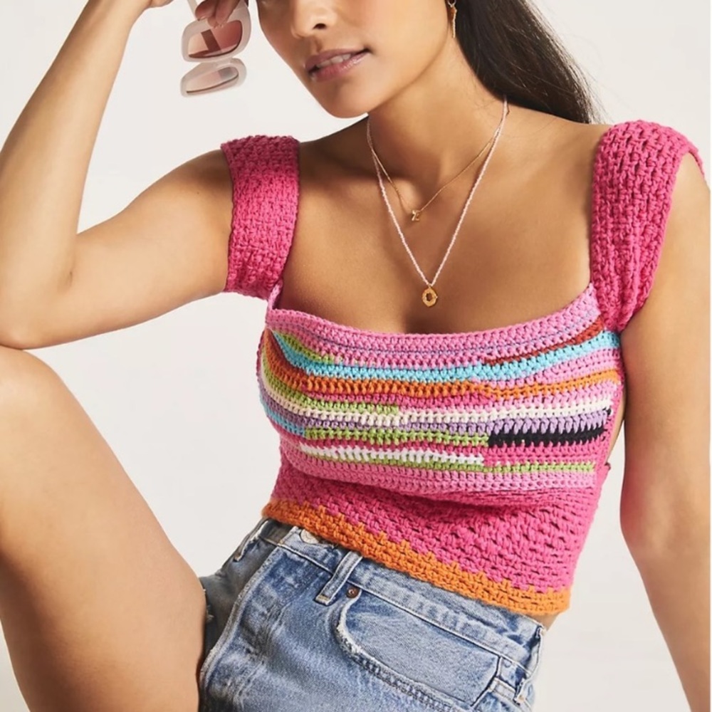 NWT Tach Donna Crochet Sweater Top S